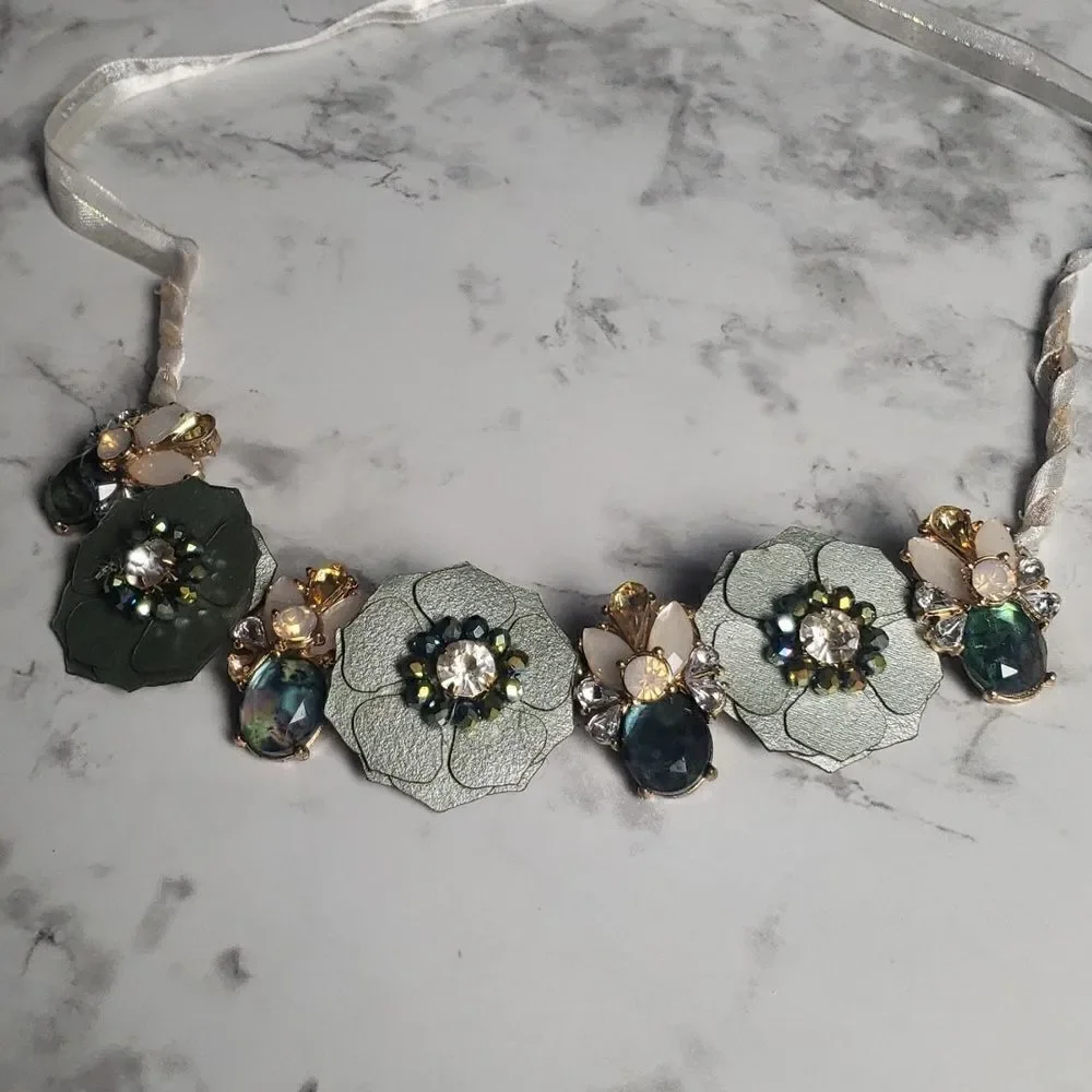 Repurposed Blue Flower Necklace